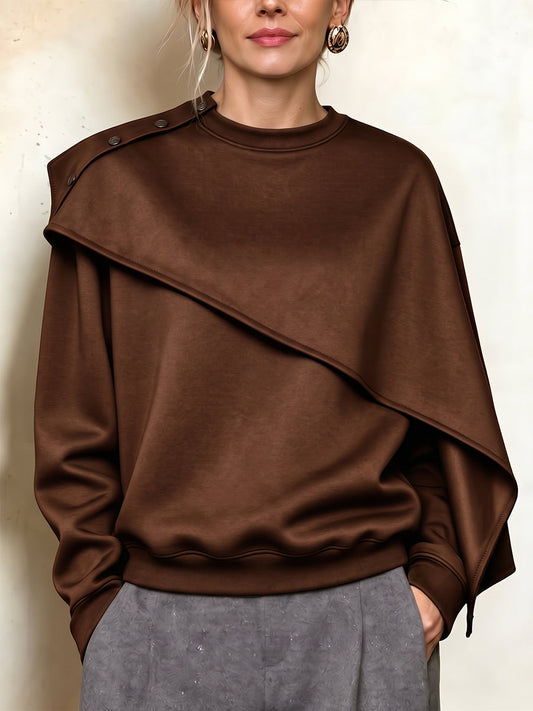 Cozy Asymmetric Layered Sweatshirt Pullover