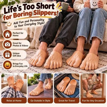 🤣🎁Realistic Barefoot Prank Slippers – The Gift That Gets Everyone Laughing