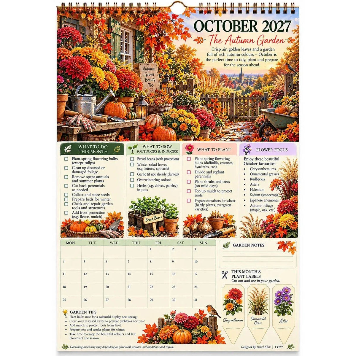 🌿2027 Four Seasons Gardening Calendar & Monthly Planner | Planting Guide, Garden Tasks & Plant Labels🌱
