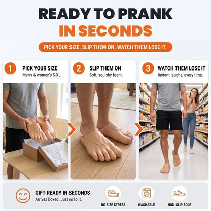 🤣🎁Realistic Barefoot Prank Slippers – The Gift That Gets Everyone Laughing