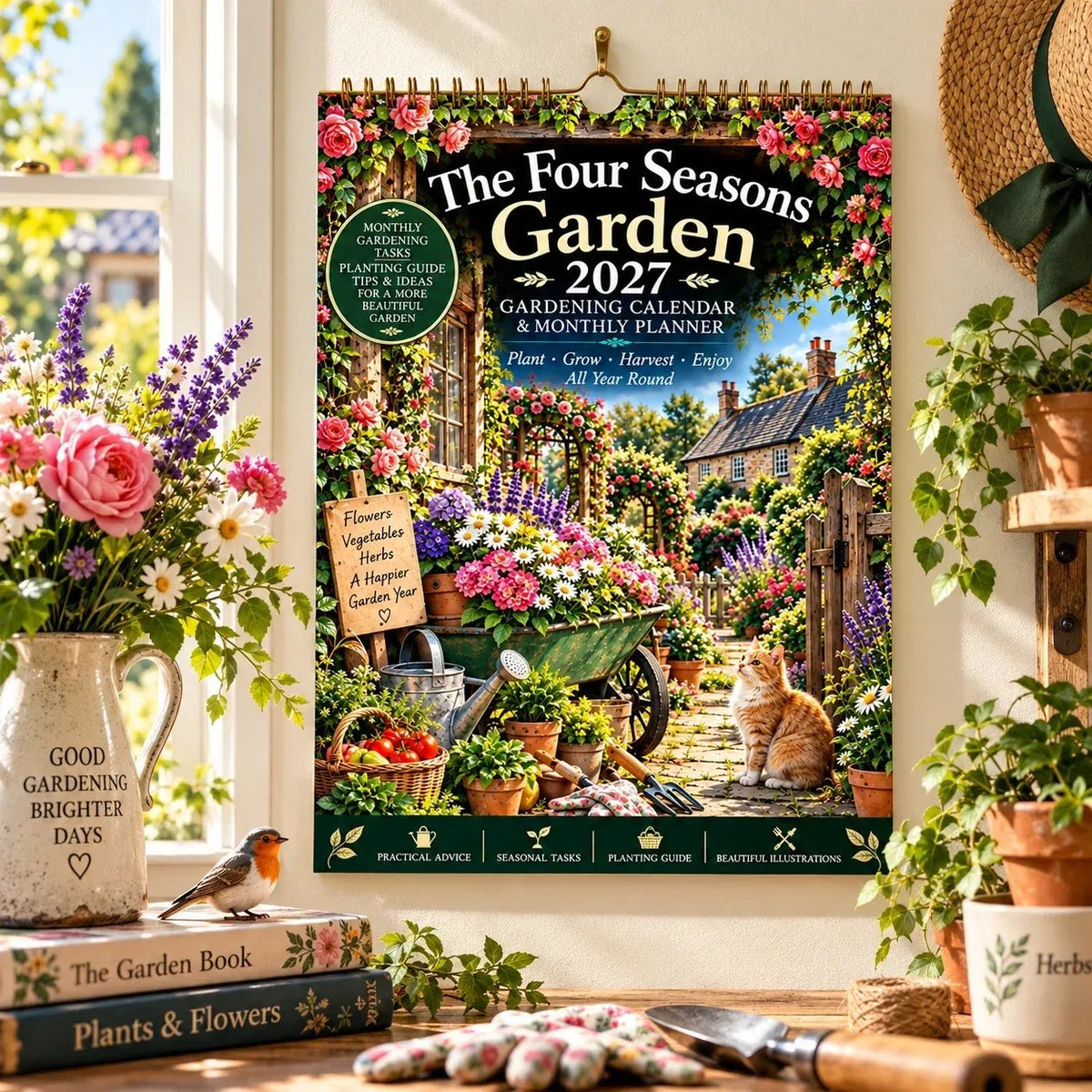 🌿2027 Four Seasons Gardening Calendar & Monthly Planner | Planting Guide, Garden Tasks & Plant Labels🌱