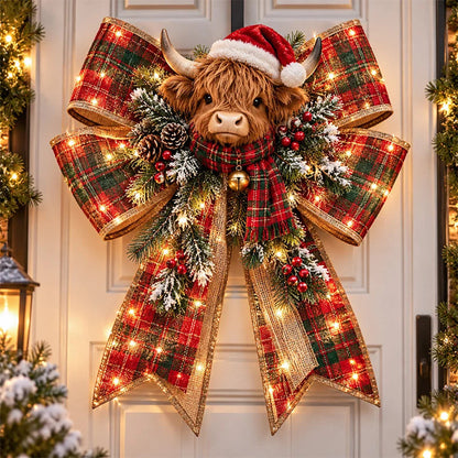 📌🎄 Christmas Magic Bow Door Hangers – Oversized Light-Up Holiday Bows in 6 Festive Styles🎀