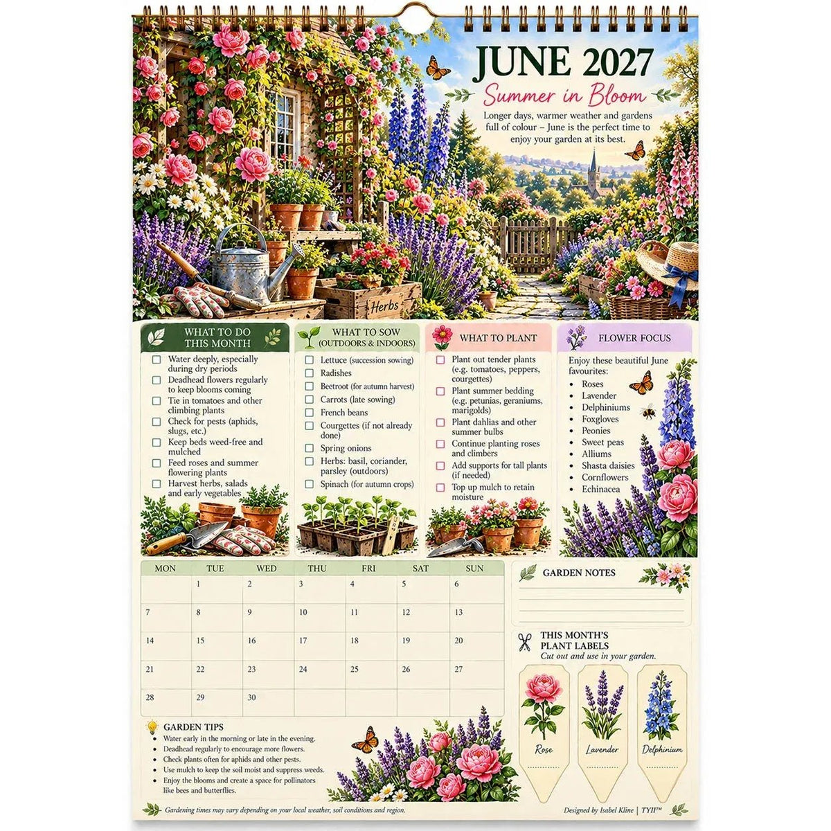 🌿2027 Four Seasons Gardening Calendar & Monthly Planner | Planting Guide, Garden Tasks & Plant Labels🌱